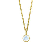 This moonstone birthstone necklace features a soft, iridescent glow set in a delicate pendant necklace for women.